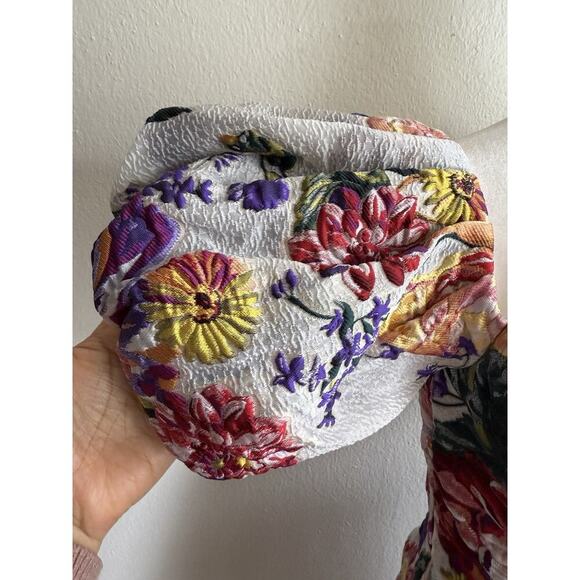 Marchesa Notte Floral Puff Sleeve Fil Coupé Cocktail Dress Size 2 - Picture 9 of 15